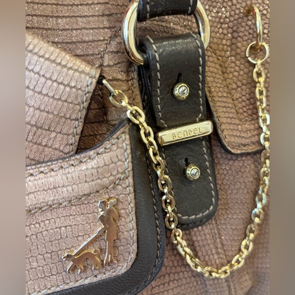 HENRI BENDEL 3/fer Emboss Leather Satchel “LADY WALKING DOG” & NWT Large Key Fob - Picture 11 of 16